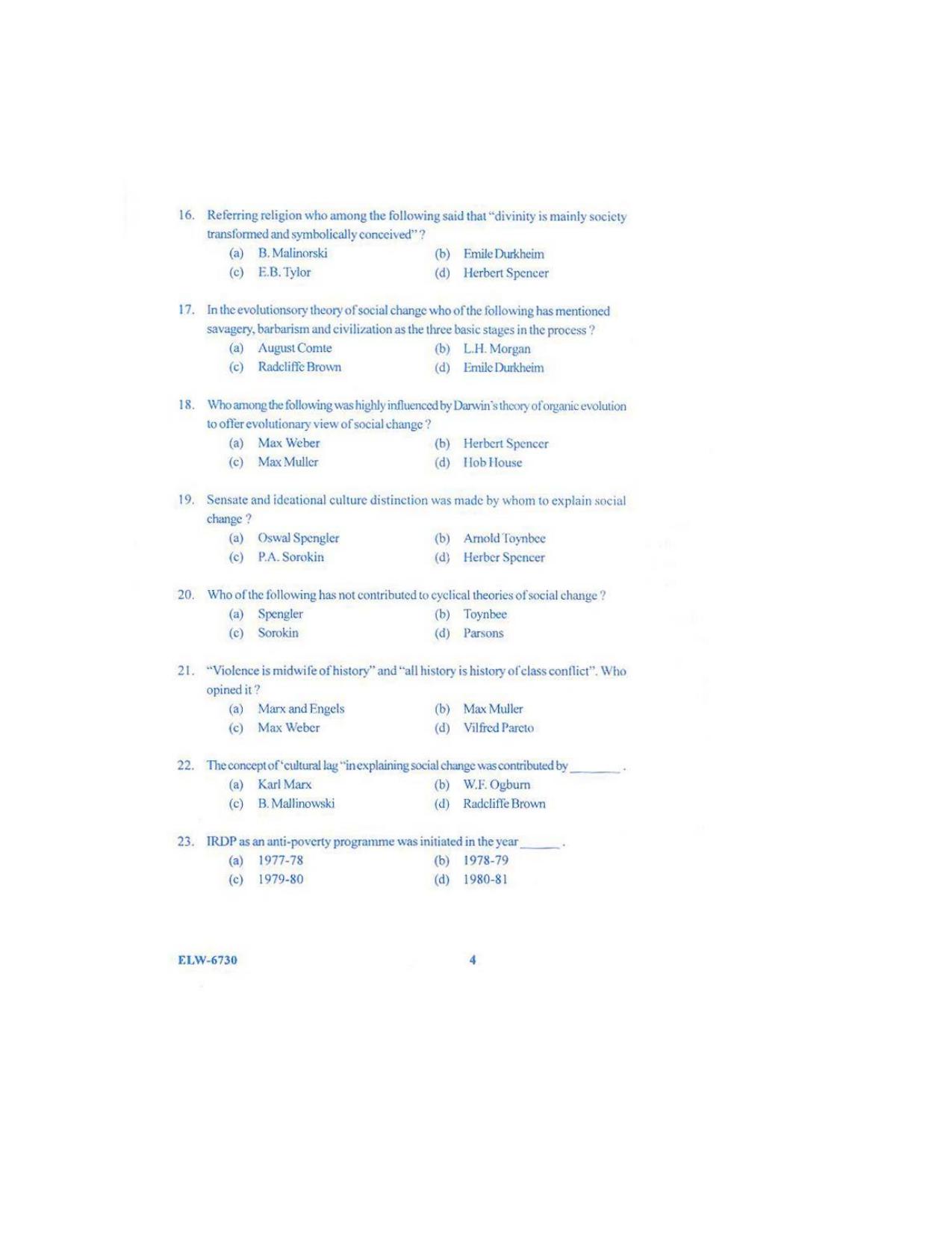 KUET 2024 M.A. Sociology Question Paper - Page 98