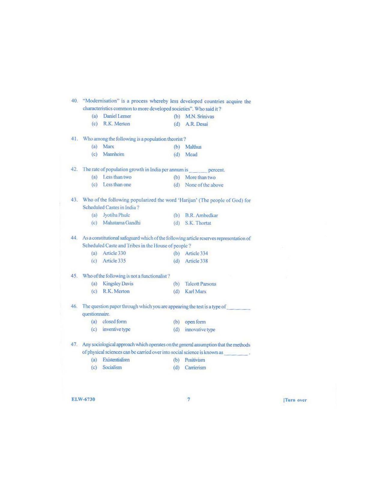 KUET 2024 M.A. Sociology Question Paper - Page 101