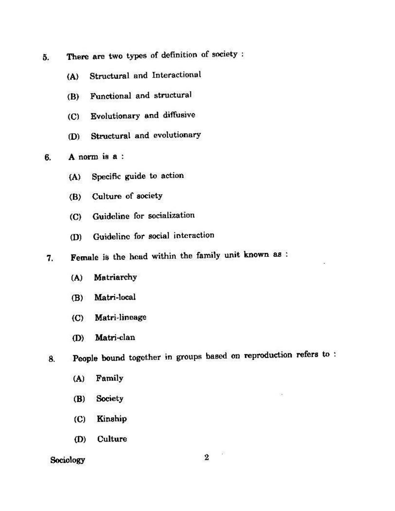 KUET 2024 M.A. Sociology Question Paper - Page 105