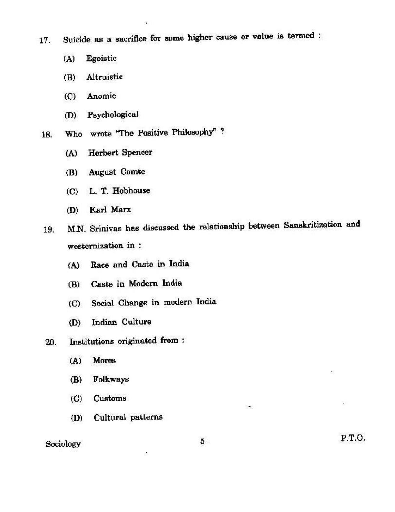KUET 2024 M.A. Sociology Question Paper - Page 108