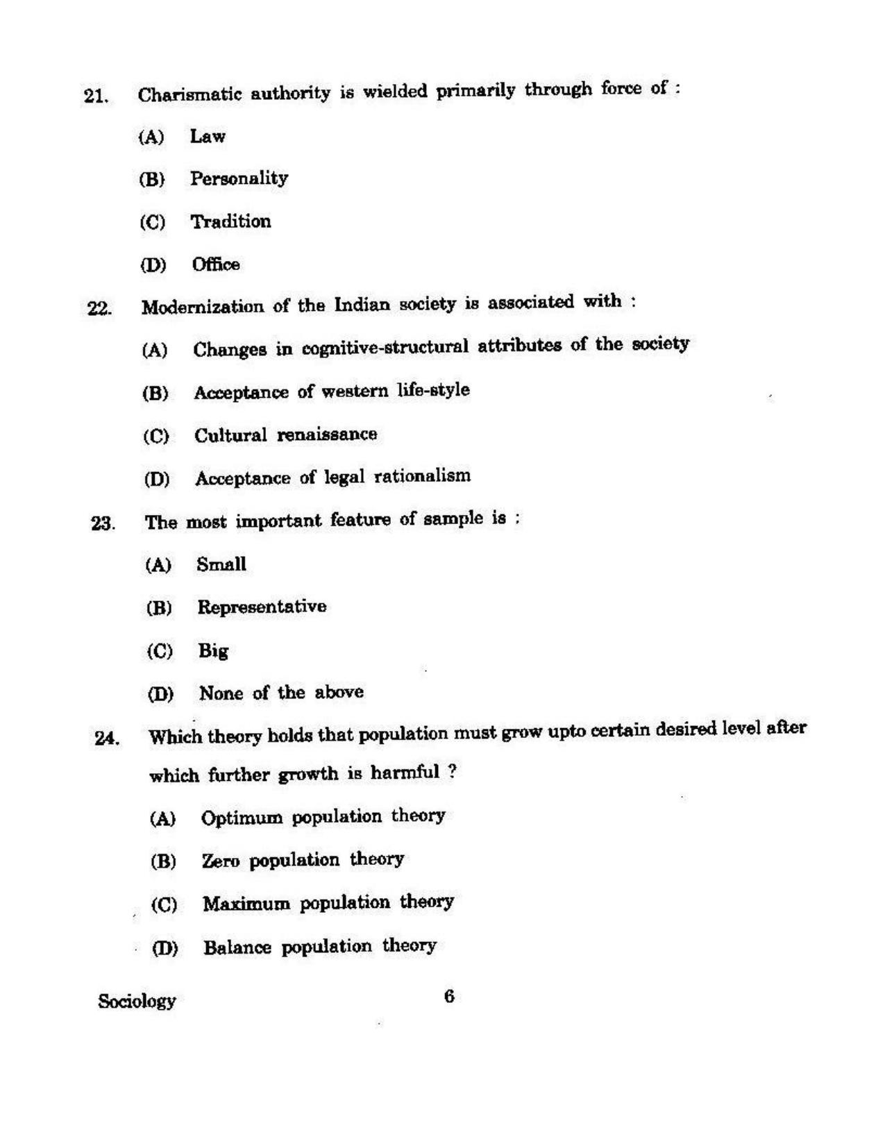KUET 2024 M.A. Sociology Question Paper - Page 109