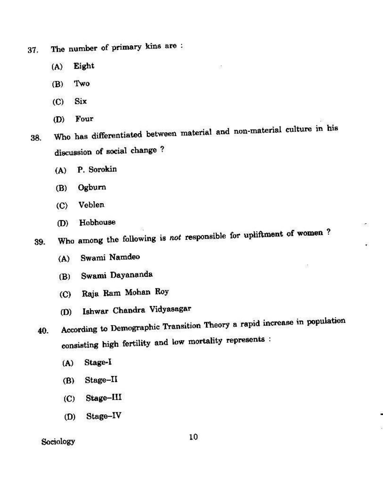 KUET 2024 M.A. Sociology Question Paper - Page 113