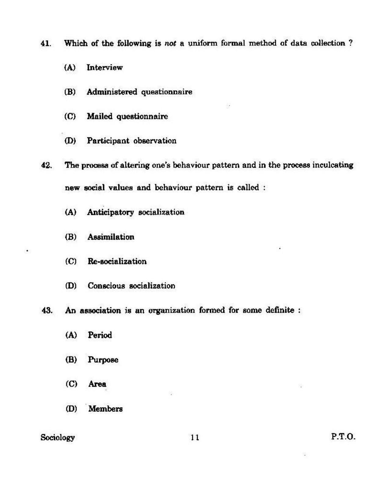 KUET 2024 M.A. Sociology Question Paper - Page 114
