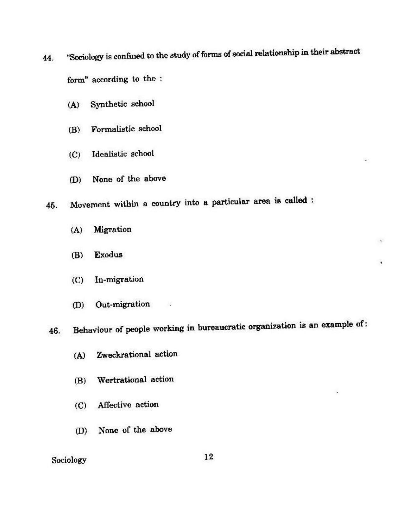 KUET 2024 M.A. Sociology Question Paper - Page 115