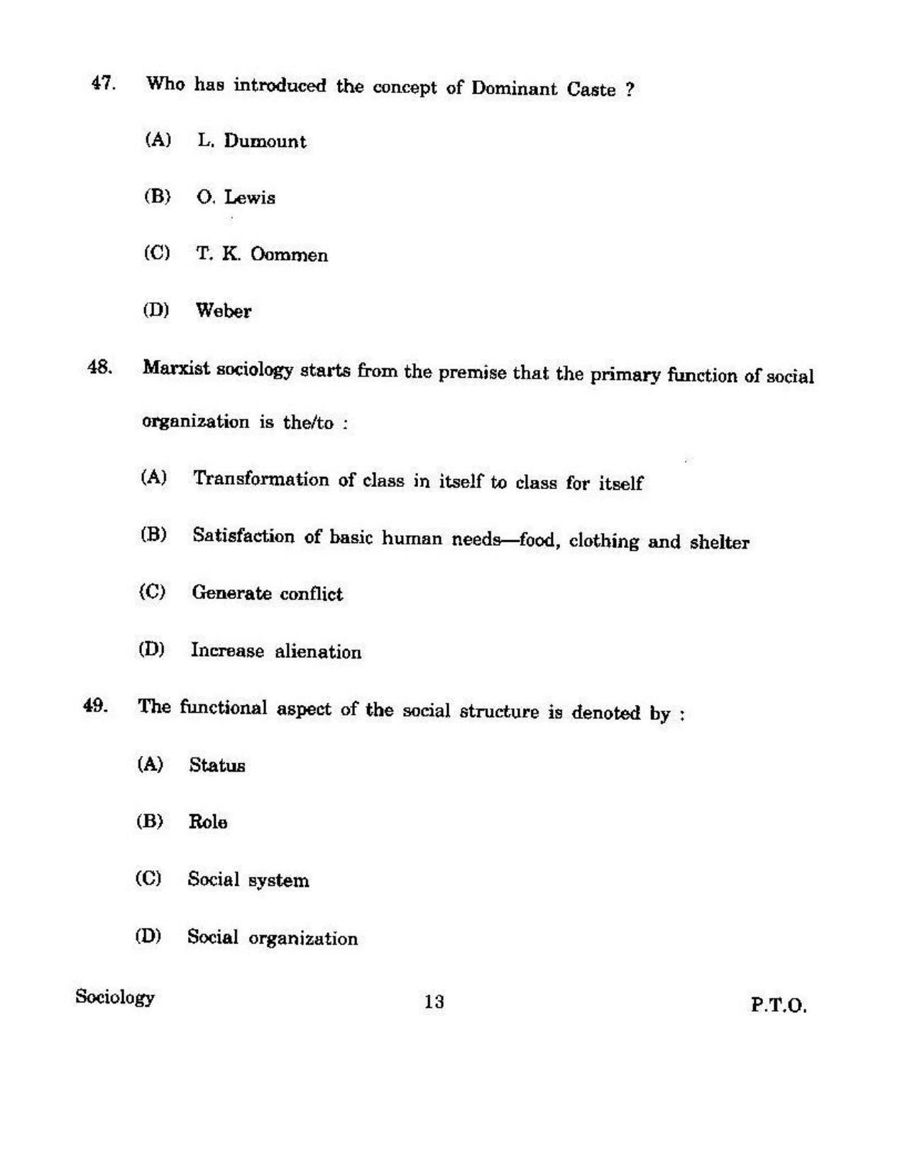 KUET 2024 M.A. Sociology Question Paper - Page 116