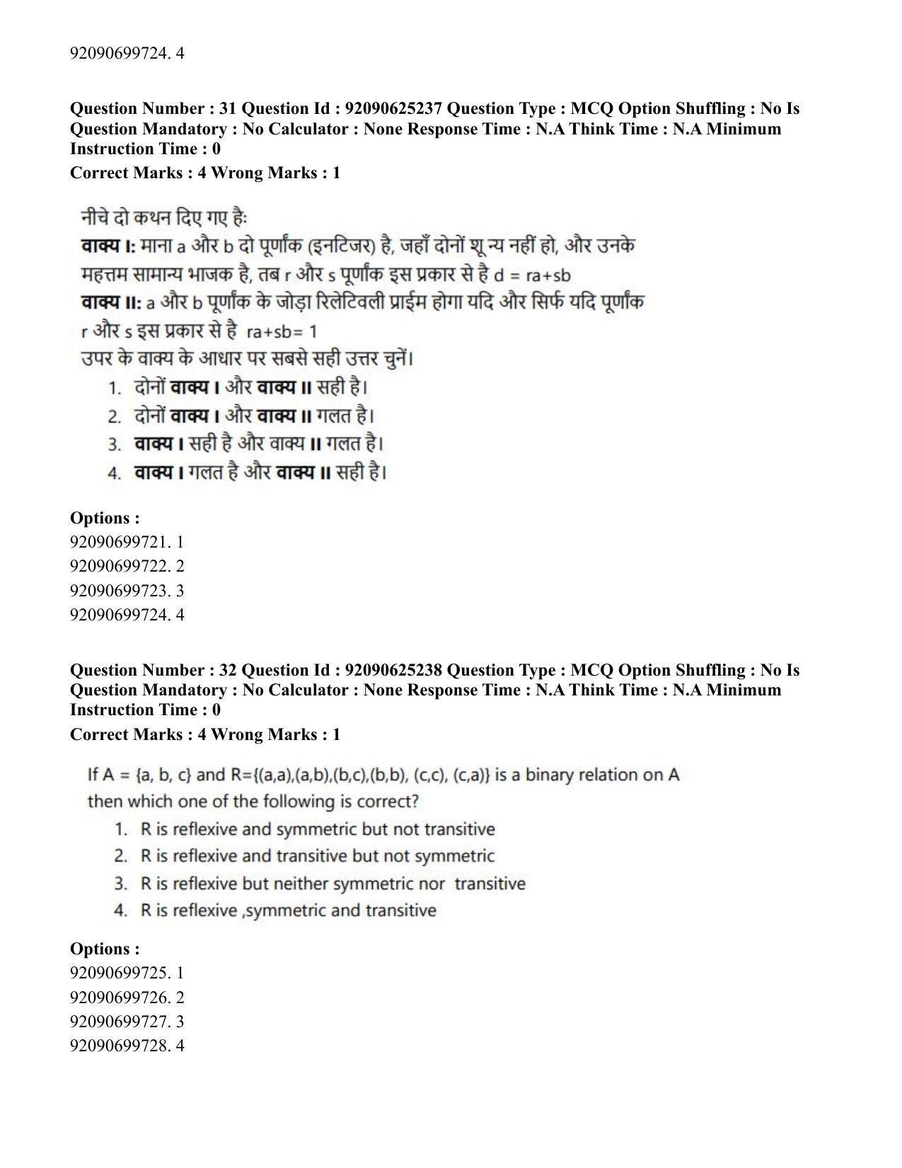 CUET PG 2023: MTQP04 – Data Science, Artifical Intelligence, Cyber Security & Computer Science (Eng) - Shift 2 (26-06-2023) Question Paper - Page 32