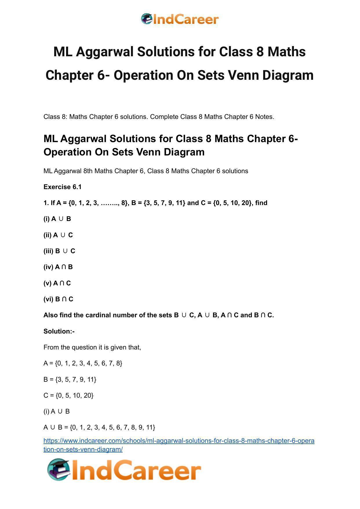 ML Aggarwal Solutions for Class 8 Maths Chapter 6- Operation On Sets Venn Diagram - Page 2