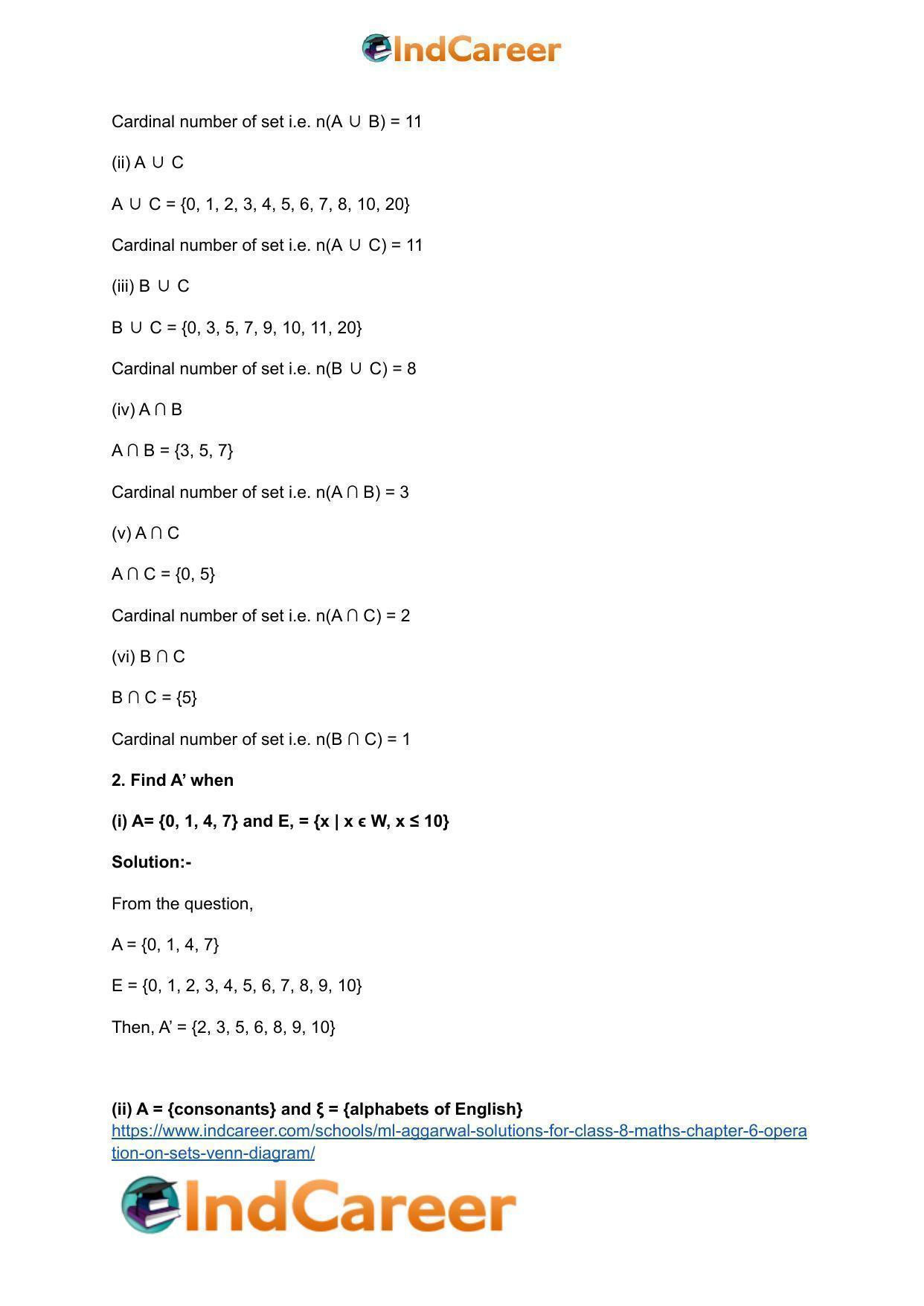ML Aggarwal Solutions for Class 8 Maths Chapter 6- Operation On Sets Venn Diagram - Page 3