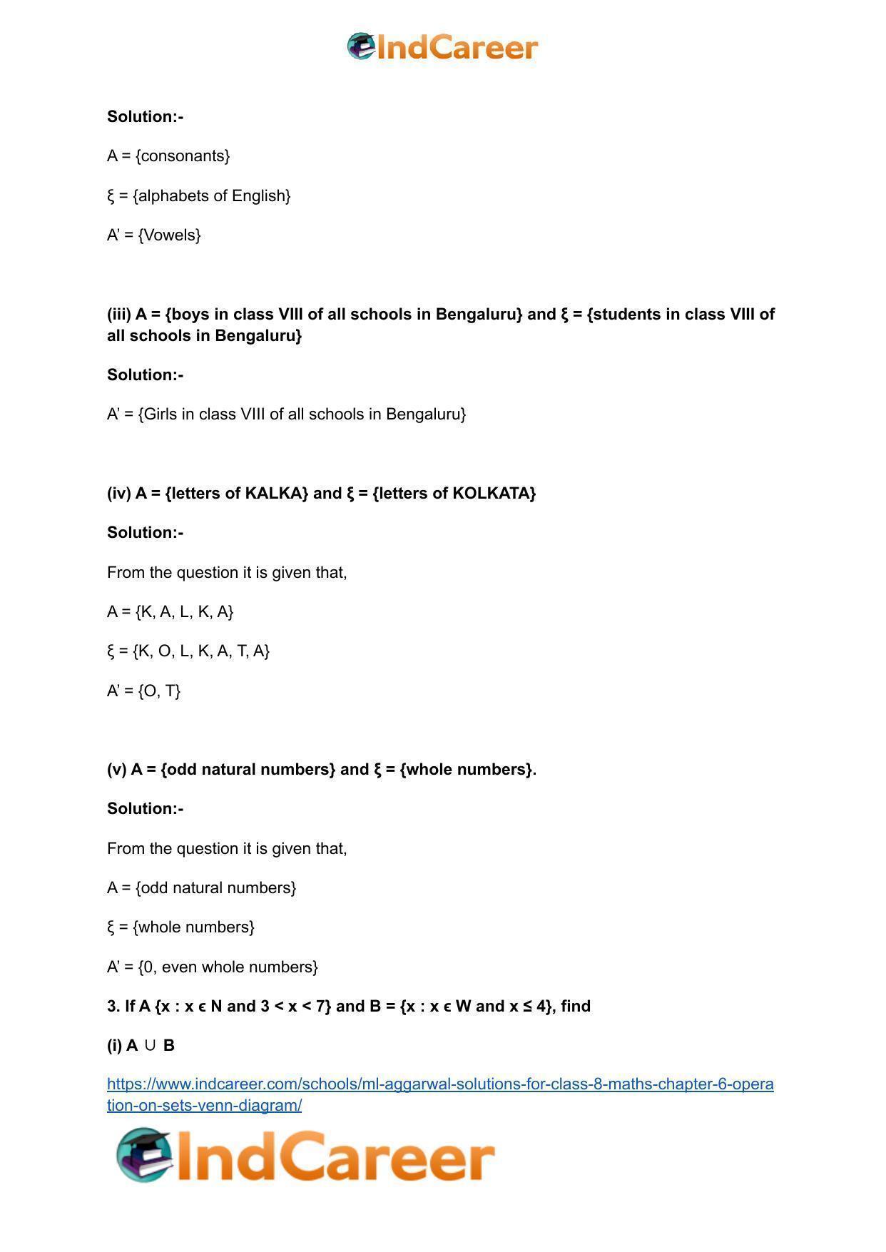 ML Aggarwal Solutions for Class 8 Maths Chapter 6- Operation On Sets Venn Diagram - Page 4