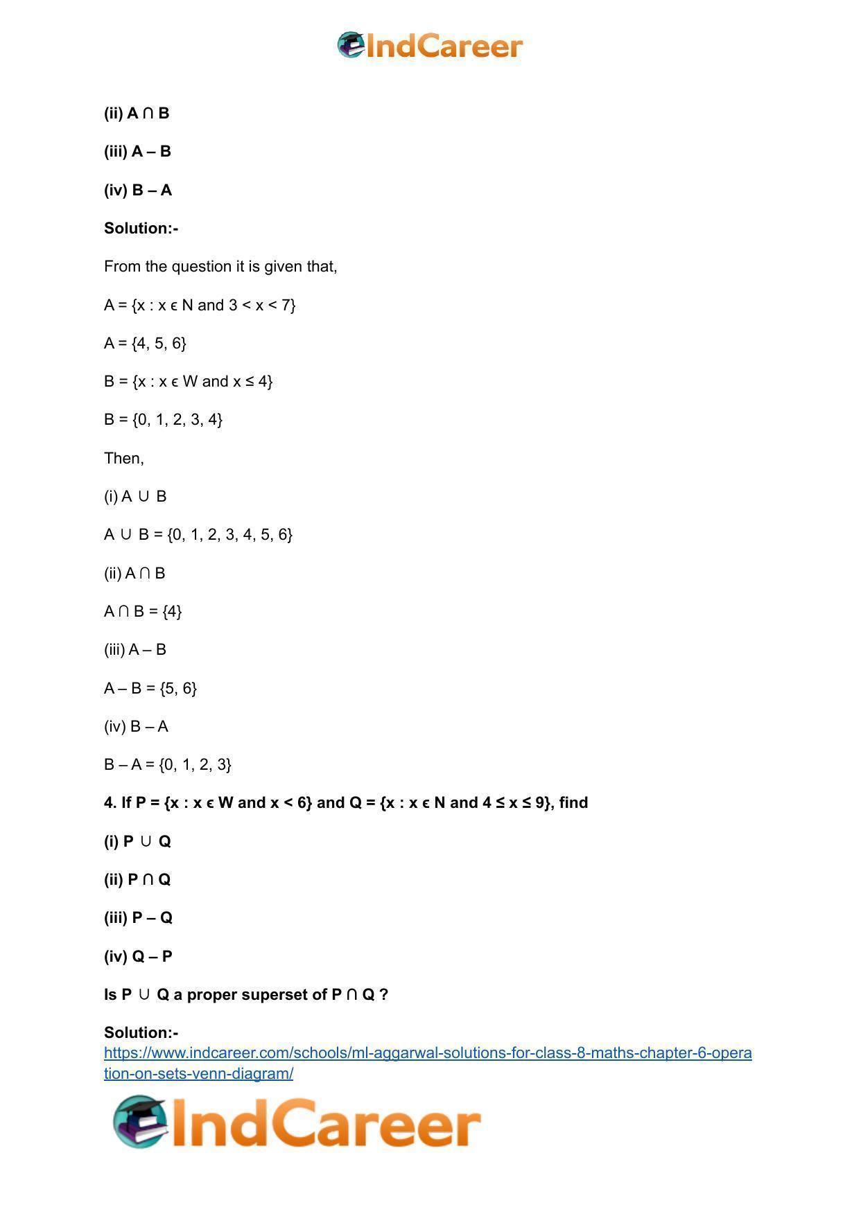 ML Aggarwal Solutions for Class 8 Maths Chapter 6- Operation On Sets Venn Diagram - Page 5