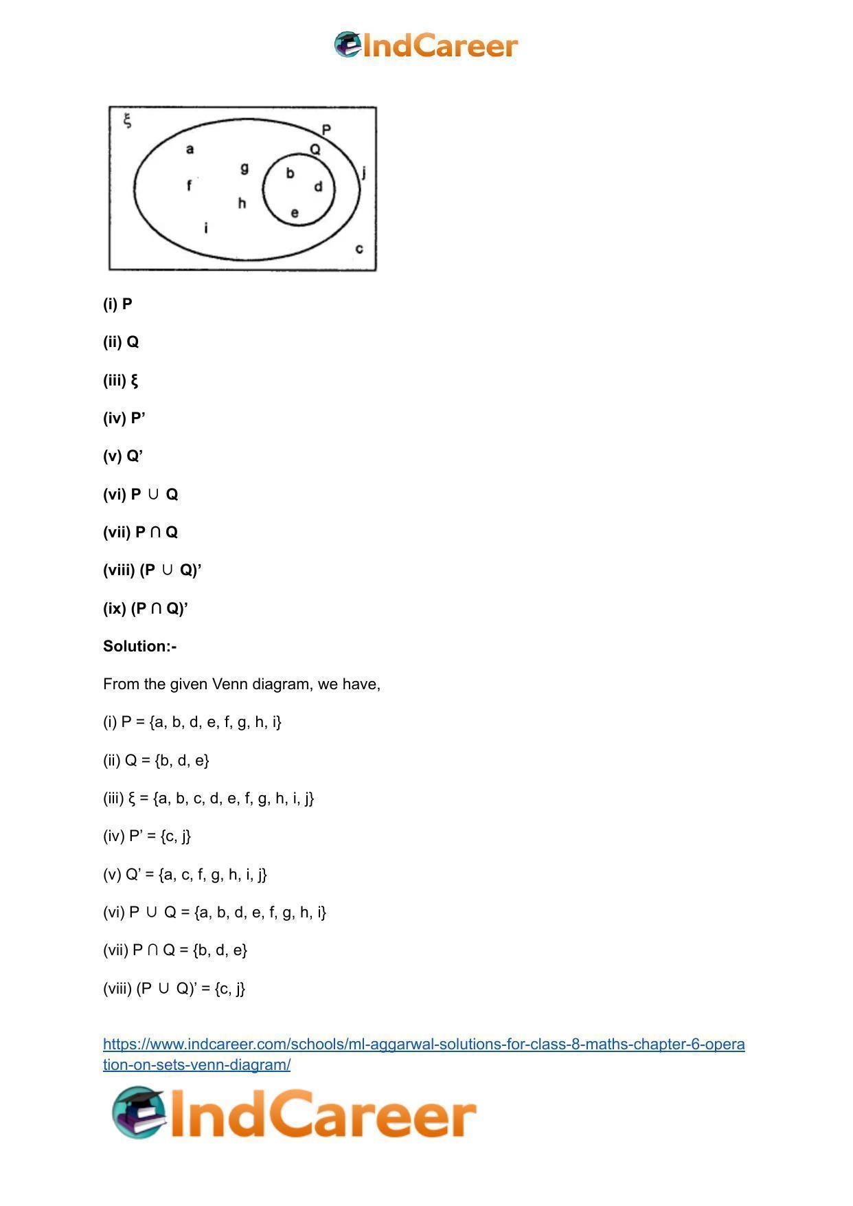 ML Aggarwal Solutions for Class 8 Maths Chapter 6- Operation On Sets Venn Diagram - Page 21