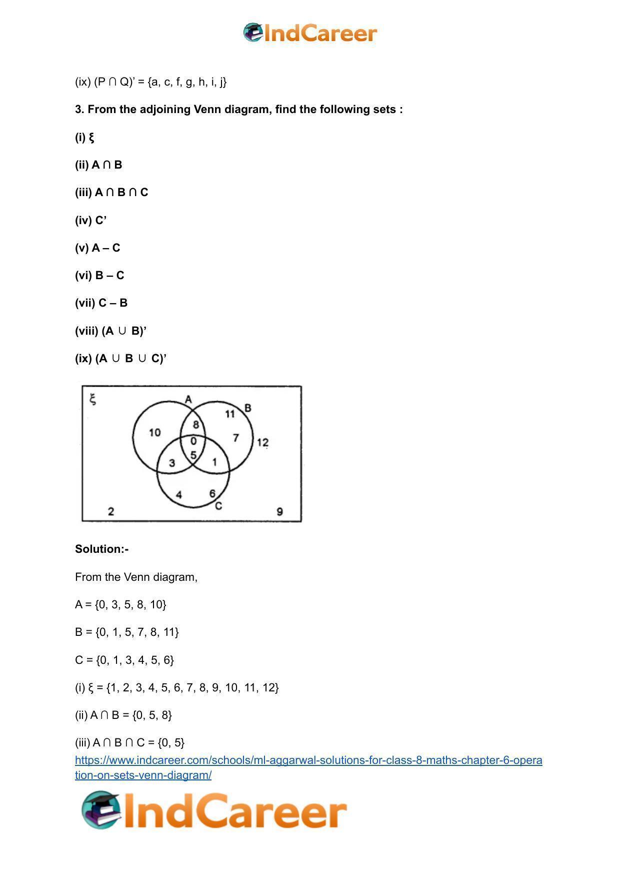 ML Aggarwal Solutions for Class 8 Maths Chapter 6- Operation On Sets Venn Diagram - Page 22