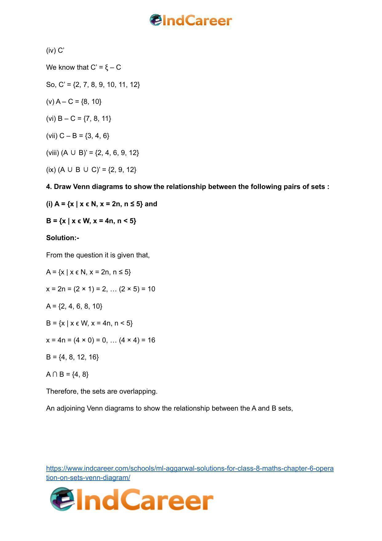 ML Aggarwal Solutions for Class 8 Maths Chapter 6- Operation On Sets Venn Diagram - Page 23