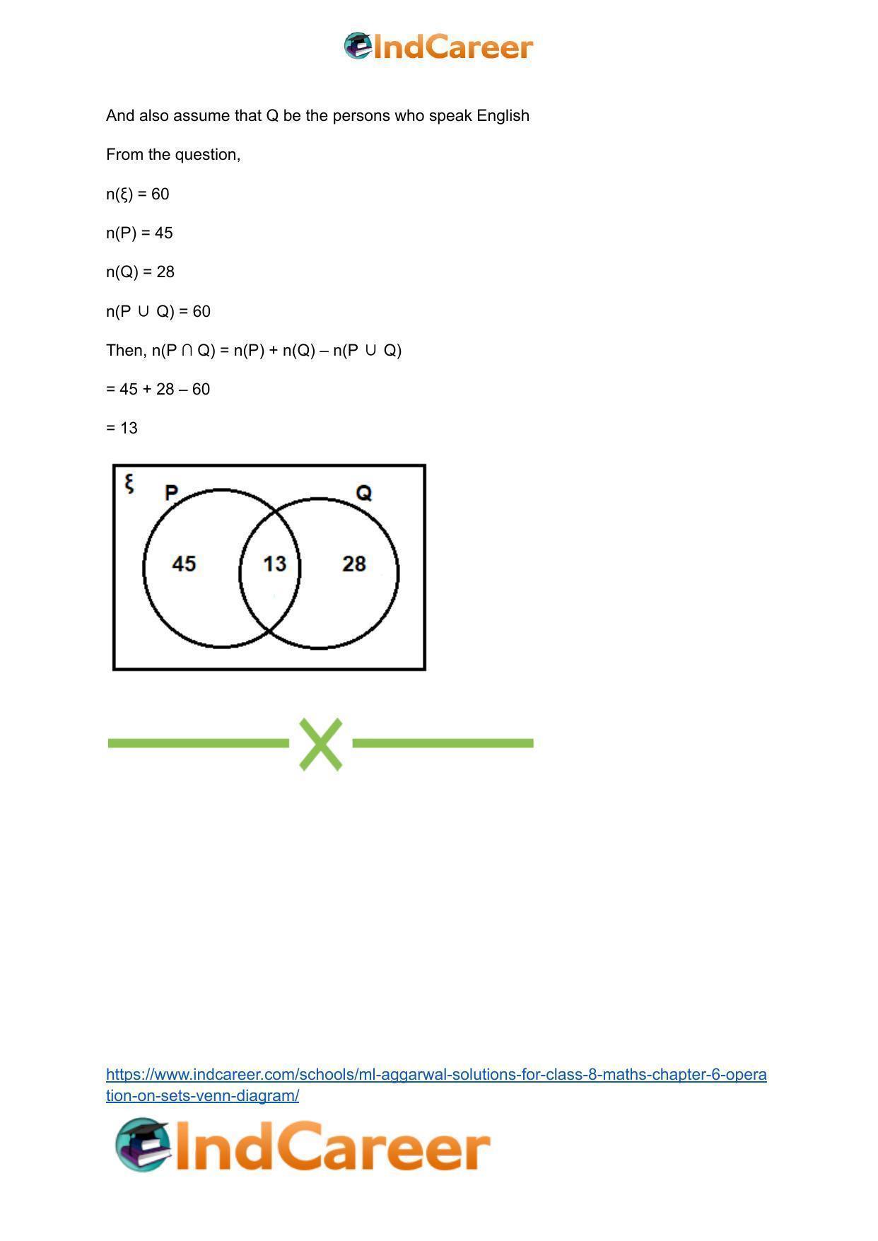 ML Aggarwal Solutions for Class 8 Maths Chapter 6- Operation On Sets Venn Diagram - Page 31