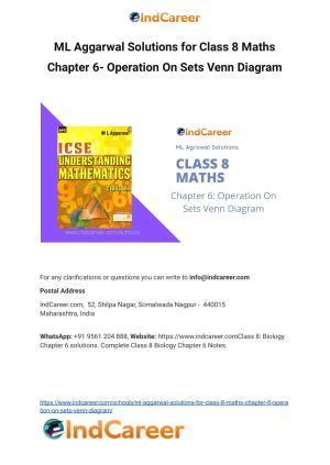 ML Aggarwal Solutions for Class 8 Maths Chapter 6- Operation On Sets Venn Diagram