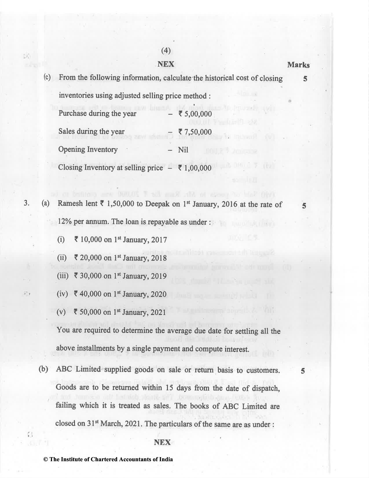 CA Foundation May 2021 Question Paper - Paper 1 (Principles and Practice of Accounting) - Page 4