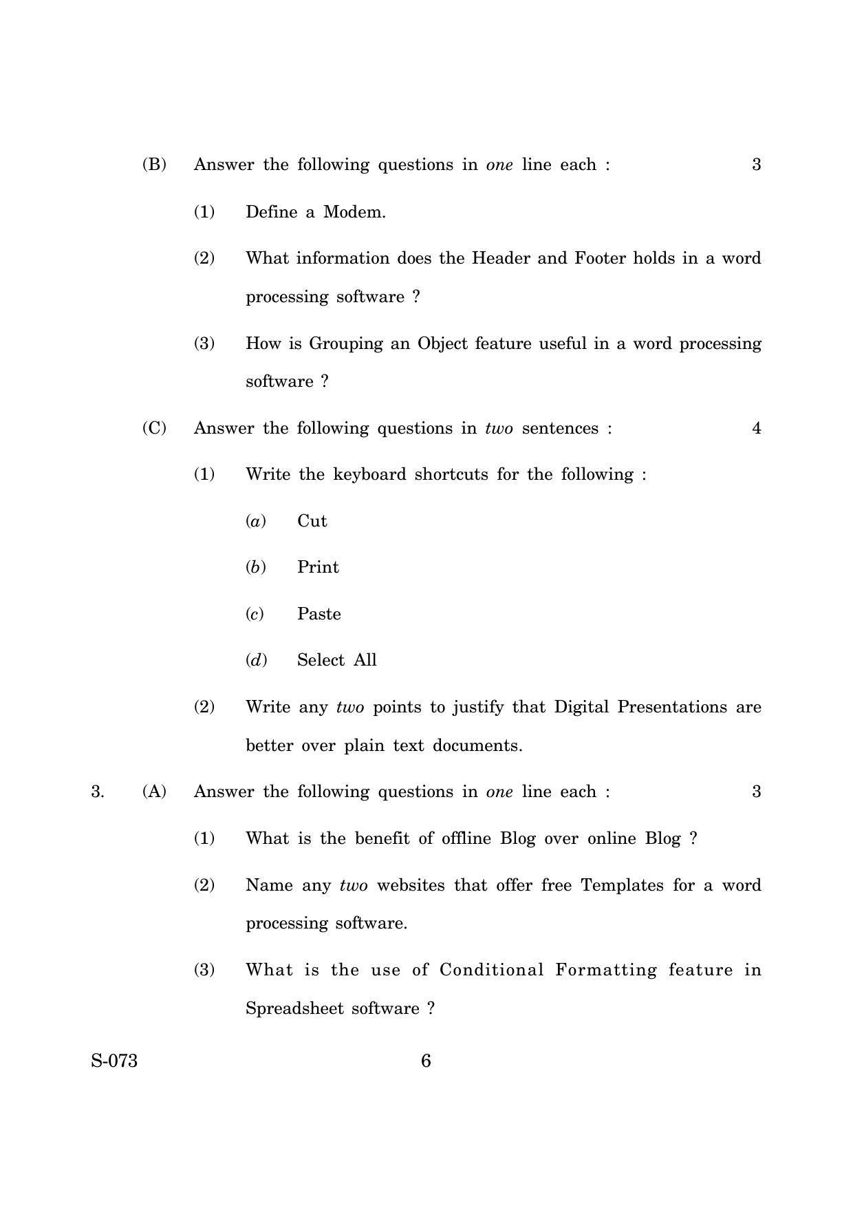 Goa Board Class 10 Itites (March 2019) Question Paper - Page 6