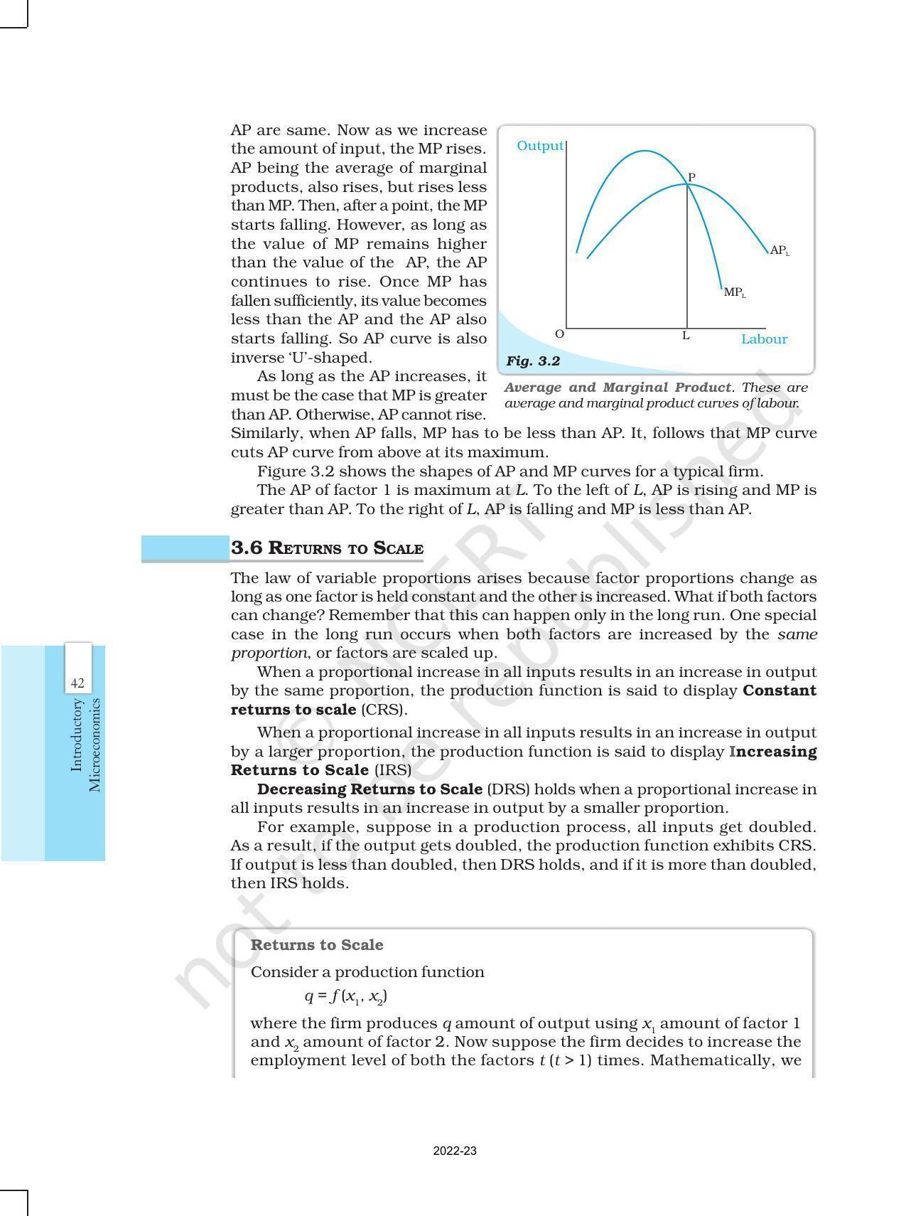 NCERT Book for Class 12 Economics (Microeconomics) Chapter 3 Production and Costs - Page 7