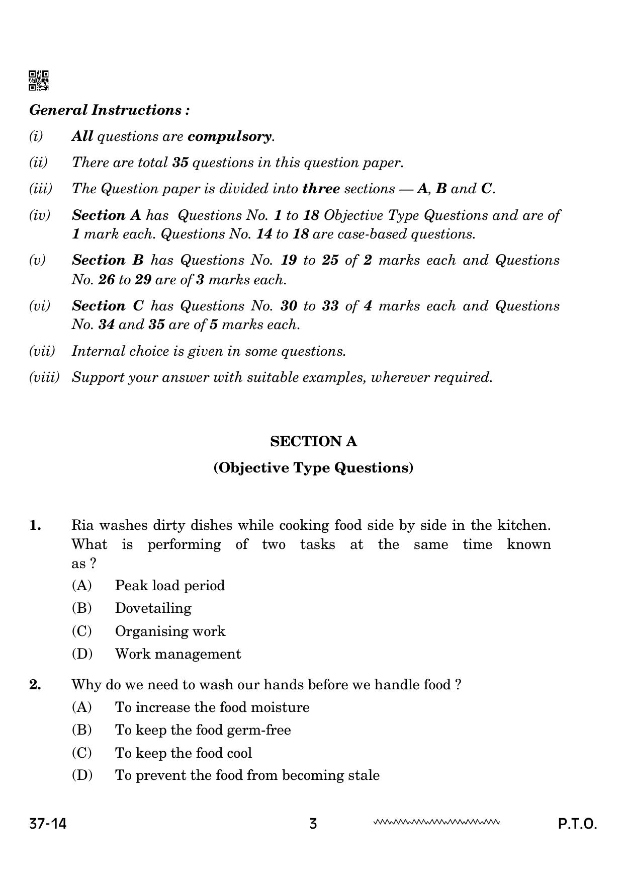 CBSE Class 10 Home Science 2024 Question Paper - Page 3