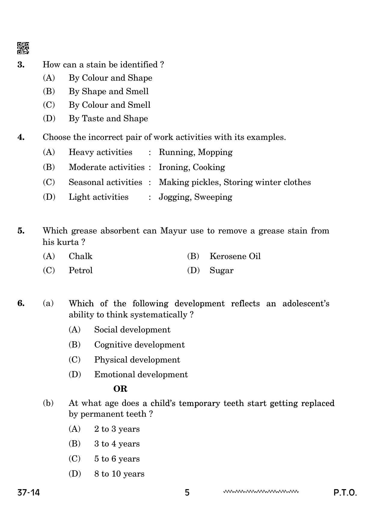 CBSE Class 10 Home Science 2024 Question Paper - Page 5