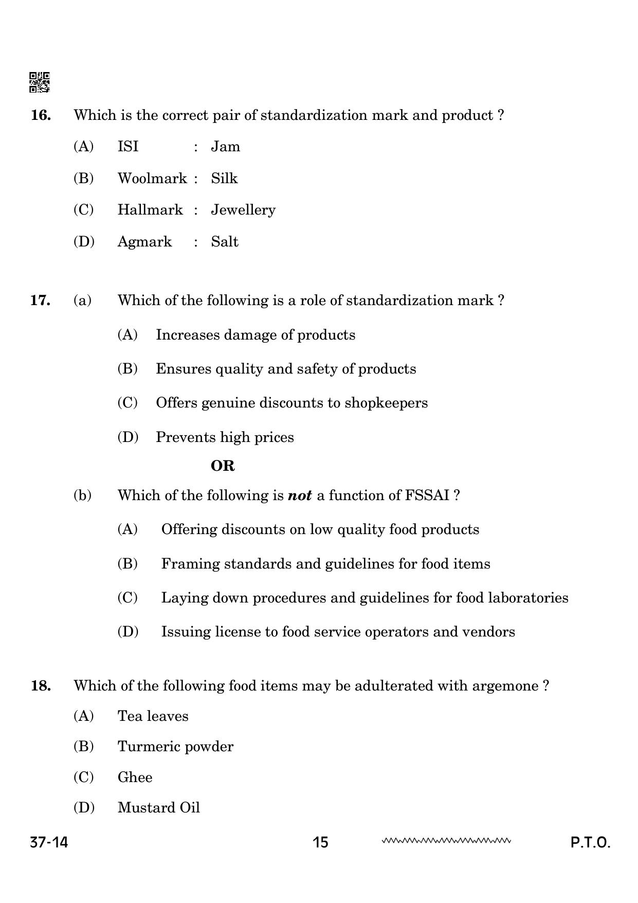 CBSE Class 10 Home Science 2024 Question Paper - Page 15
