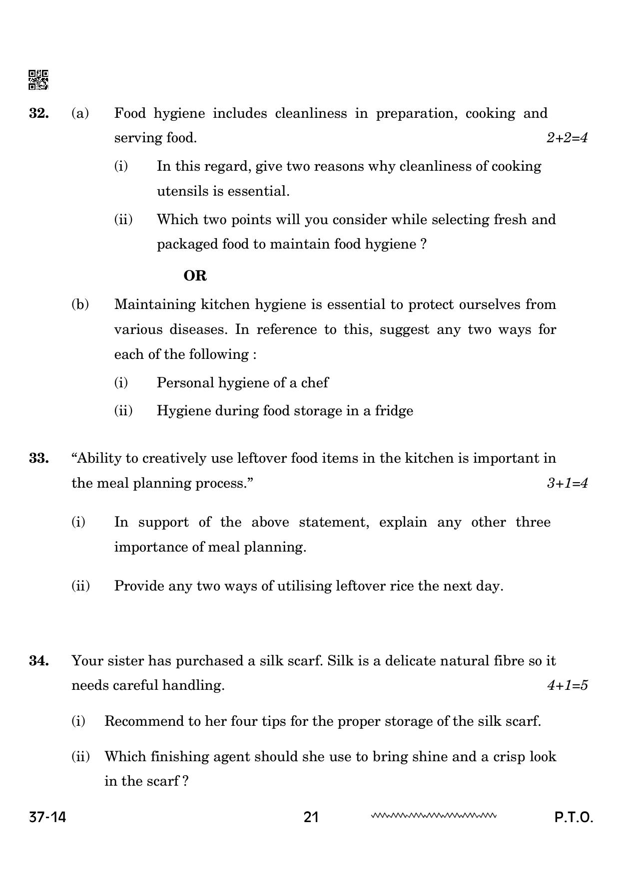 CBSE Class 10 Home Science 2024 Question Paper - Page 21