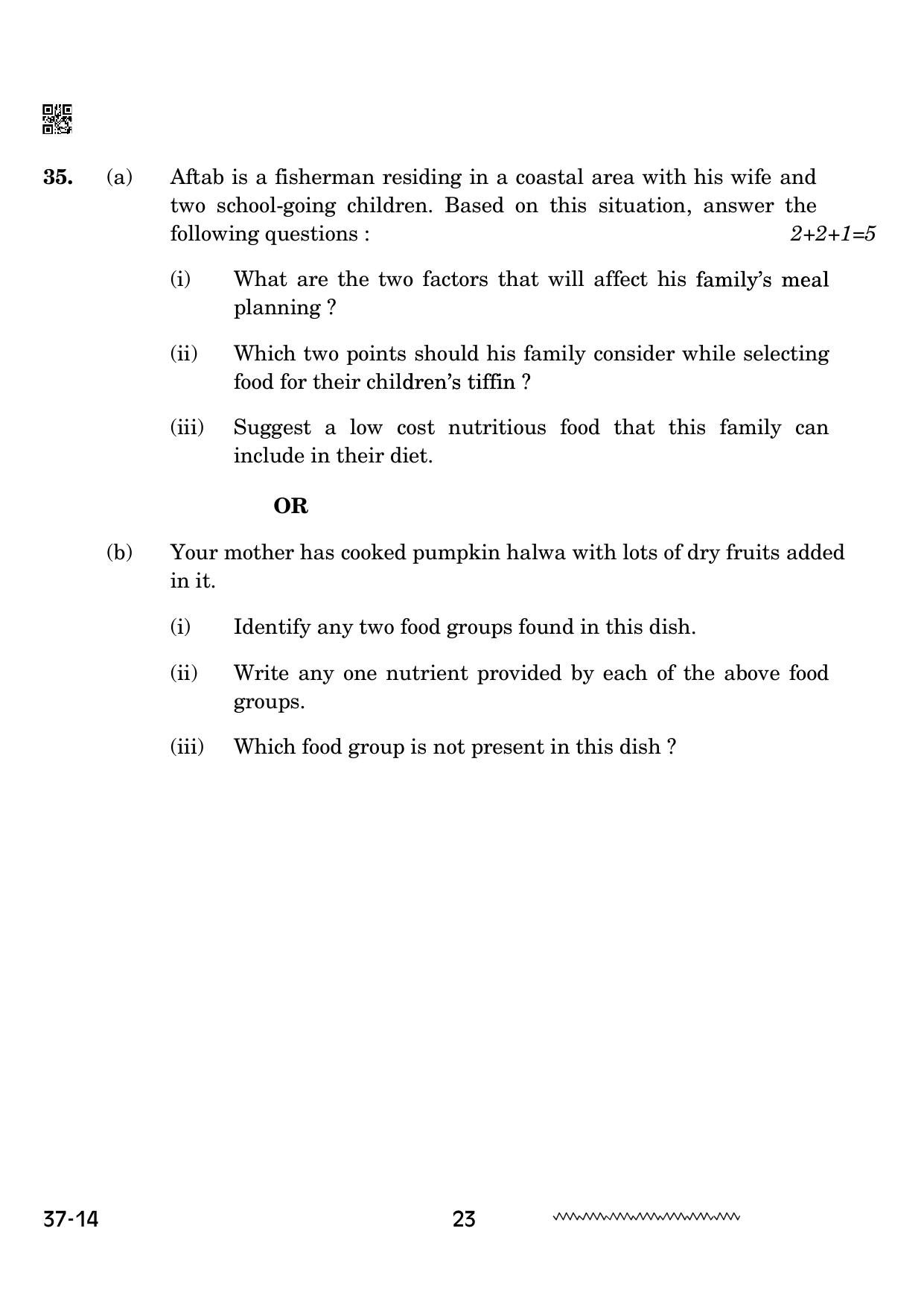 CBSE Class 10 Home Science 2024 Question Paper - Page 23