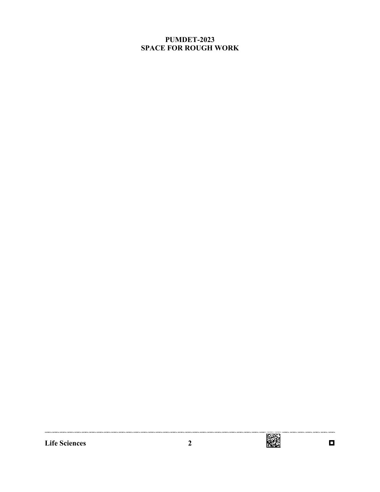 PUMDET 2023 Life Sciences Question Paper - Page 2