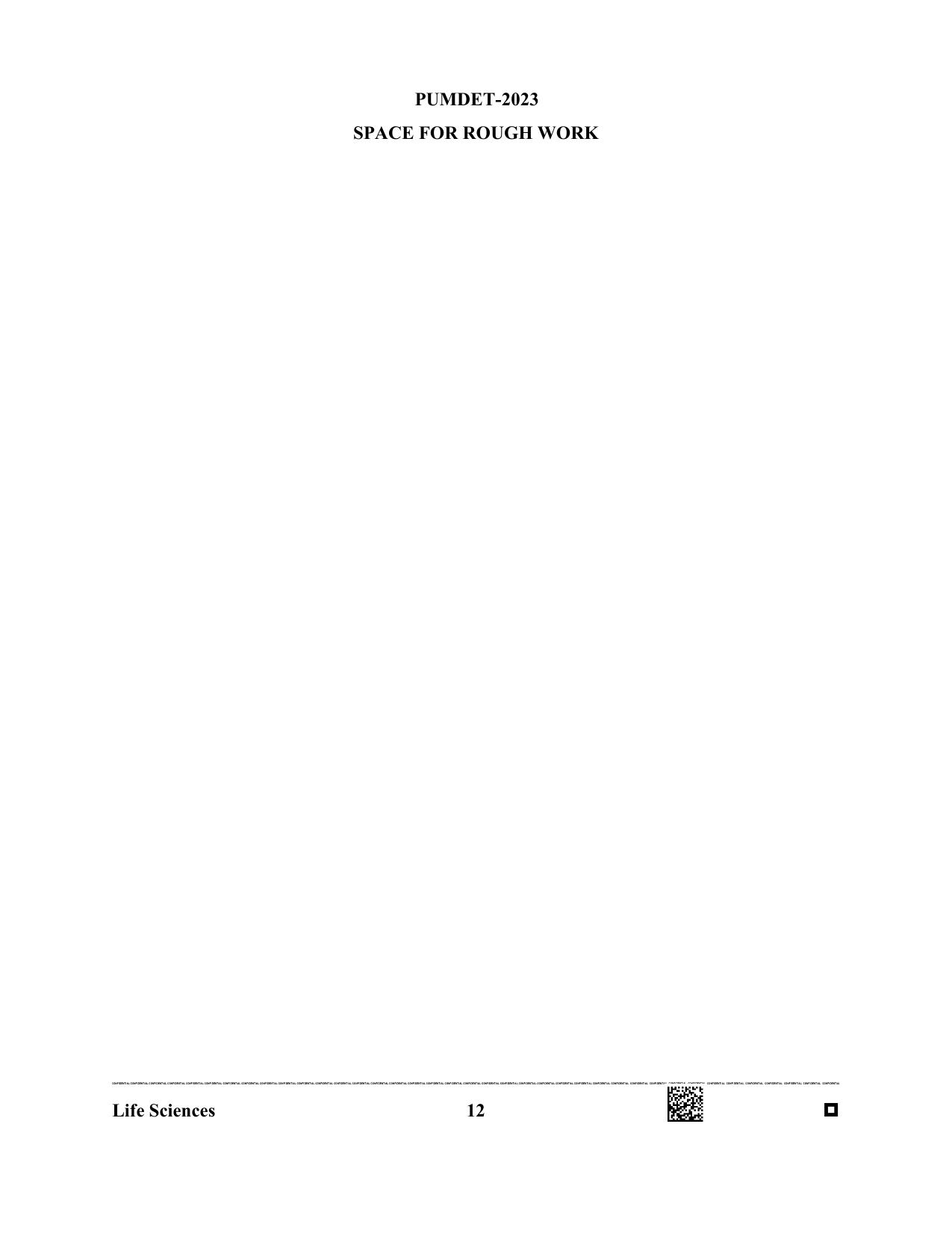 PUMDET 2023 Life Sciences Question Paper - Page 12