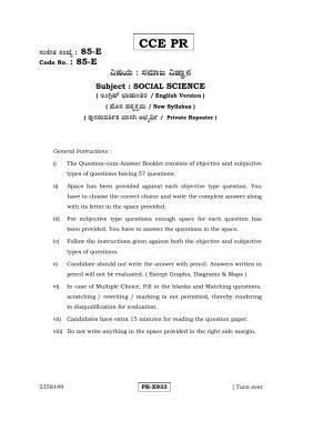Karnataka SSLC Social Science (ENGLISH Medium) - 85-E-CCE-PR_ss1 (Supplementary) June 2016 Question Paper