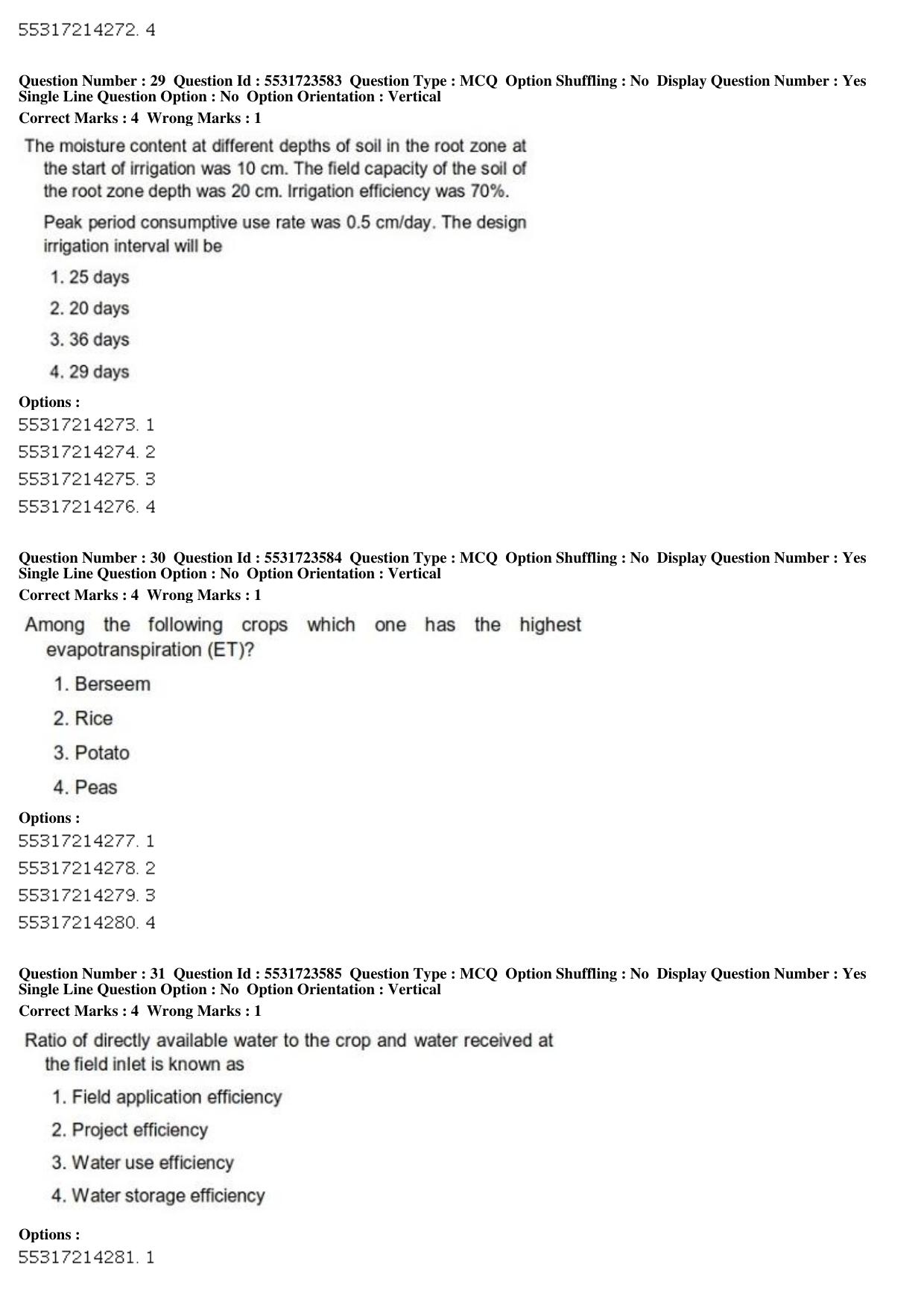 ICAR AIEEA PG 2019 WATER SCIENCE AND TECHNOLOGY Question Paper - Page 12