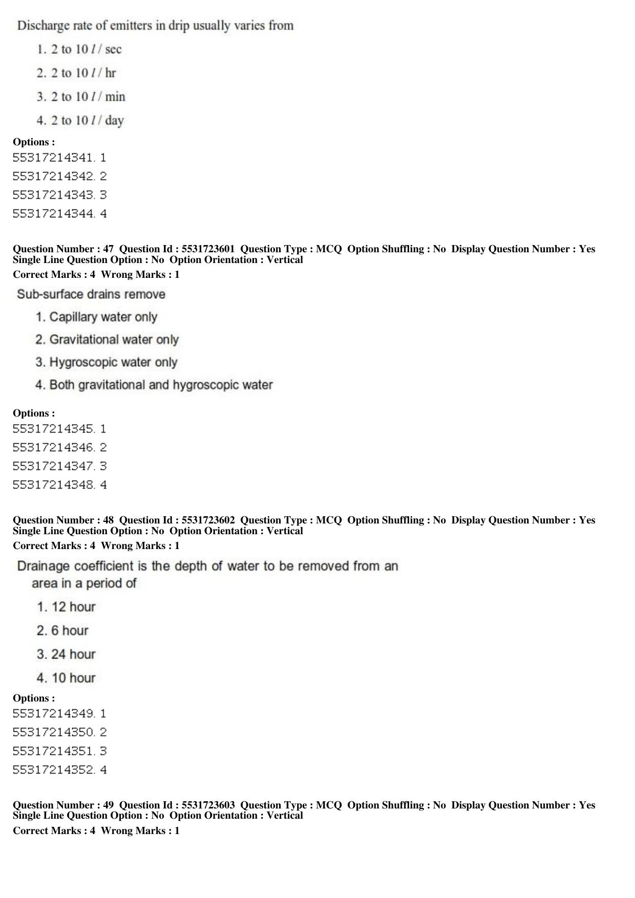 ICAR AIEEA PG 2019 WATER SCIENCE AND TECHNOLOGY Question Paper - Page 18