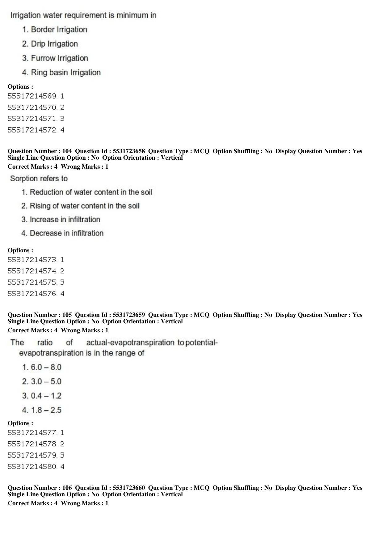 ICAR AIEEA PG 2019 WATER SCIENCE AND TECHNOLOGY Question Paper - Page 37