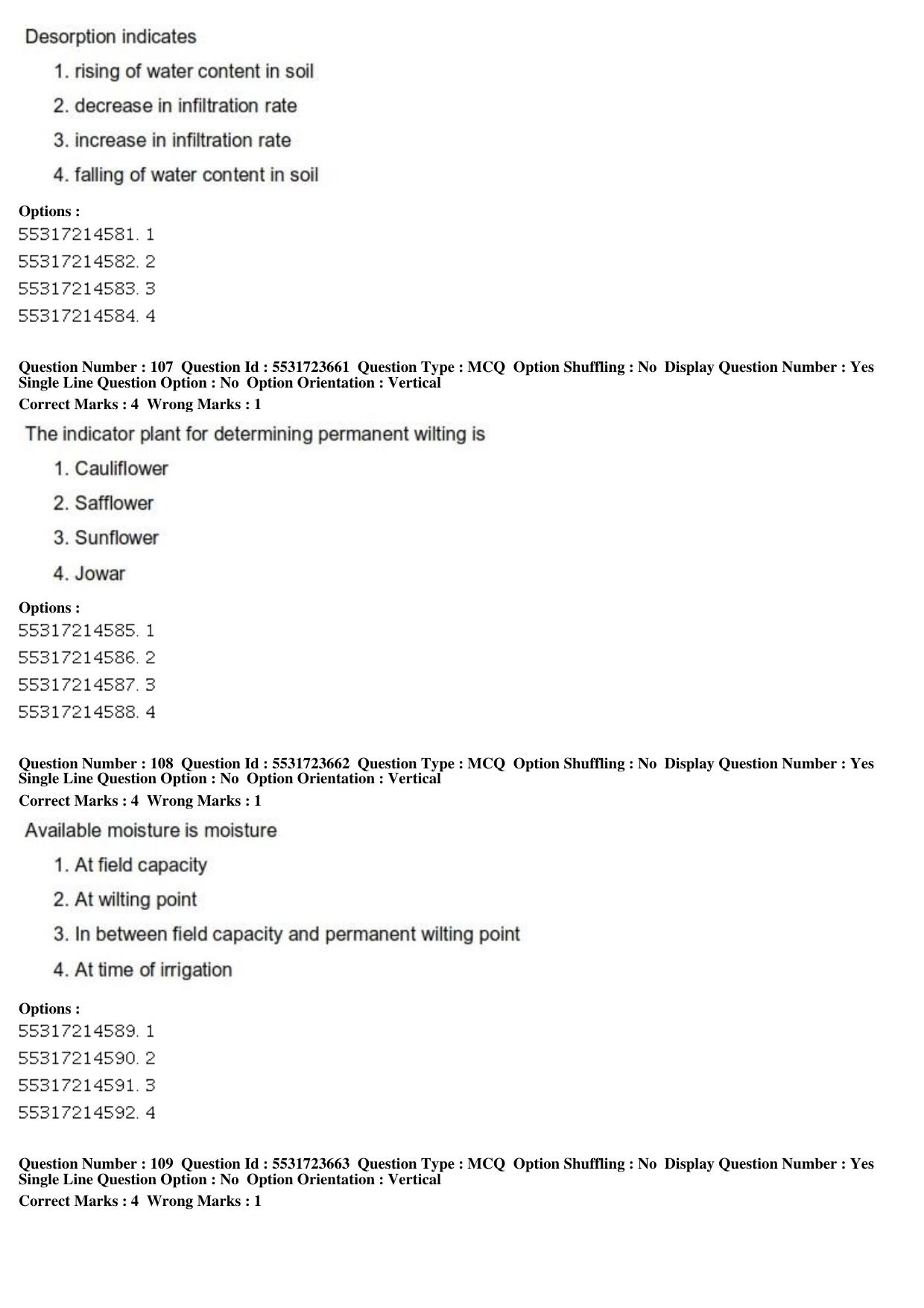 ICAR AIEEA PG 2019 WATER SCIENCE AND TECHNOLOGY Question Paper - Page 38