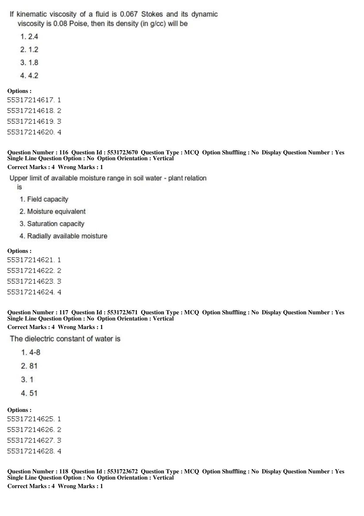 ICAR AIEEA PG 2019 WATER SCIENCE AND TECHNOLOGY Question Paper - Page 41