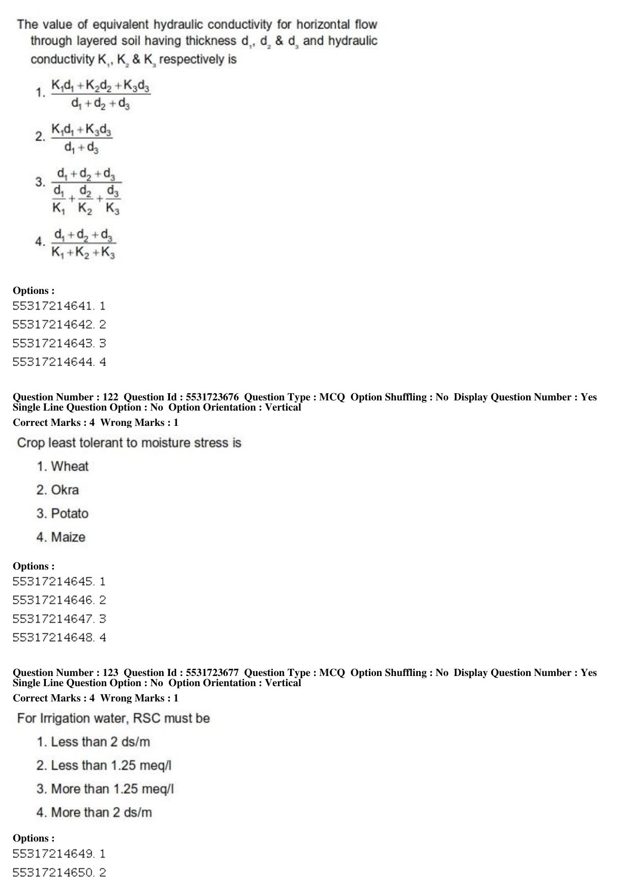 ICAR AIEEA PG 2019 WATER SCIENCE AND TECHNOLOGY Question Paper - Page 43