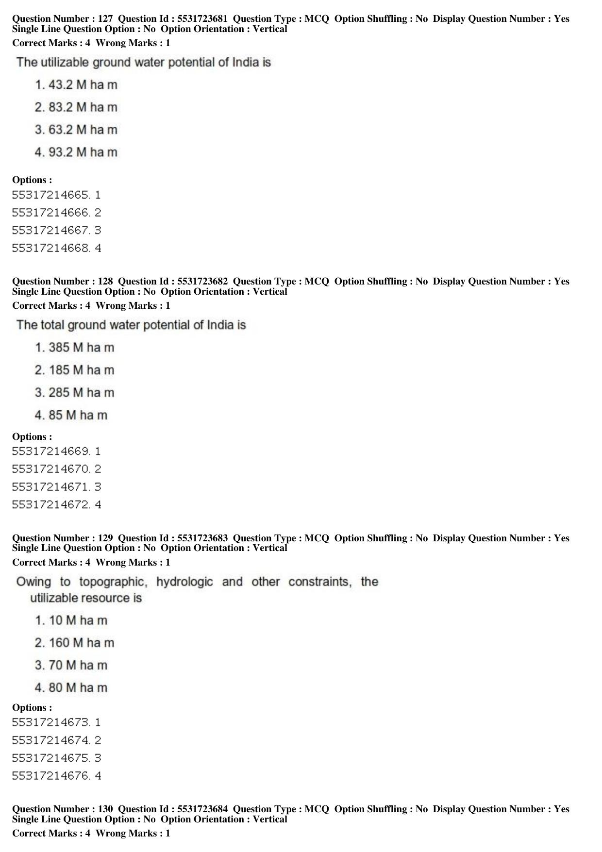 ICAR AIEEA PG 2019 WATER SCIENCE AND TECHNOLOGY Question Paper - Page 45