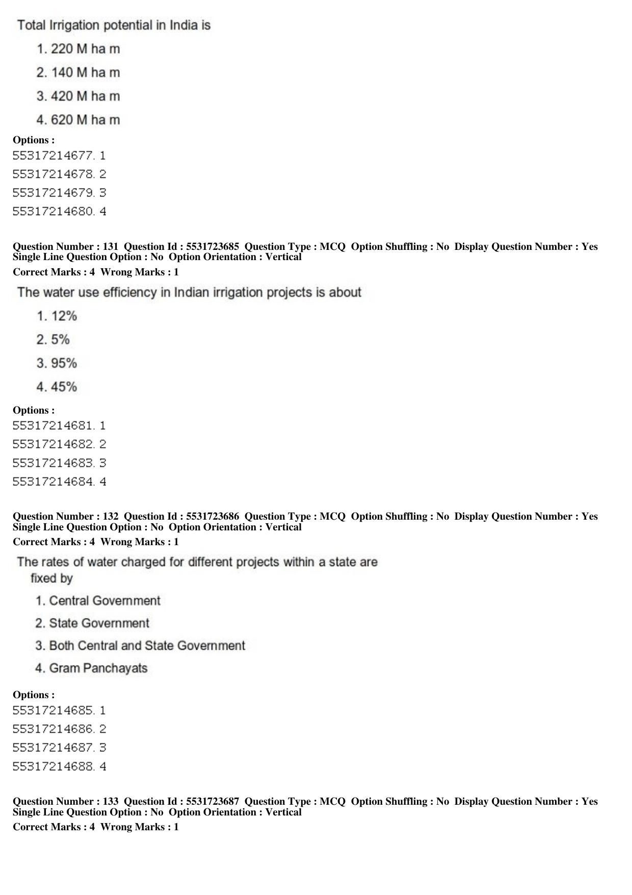 ICAR AIEEA PG 2019 WATER SCIENCE AND TECHNOLOGY Question Paper - Page 46