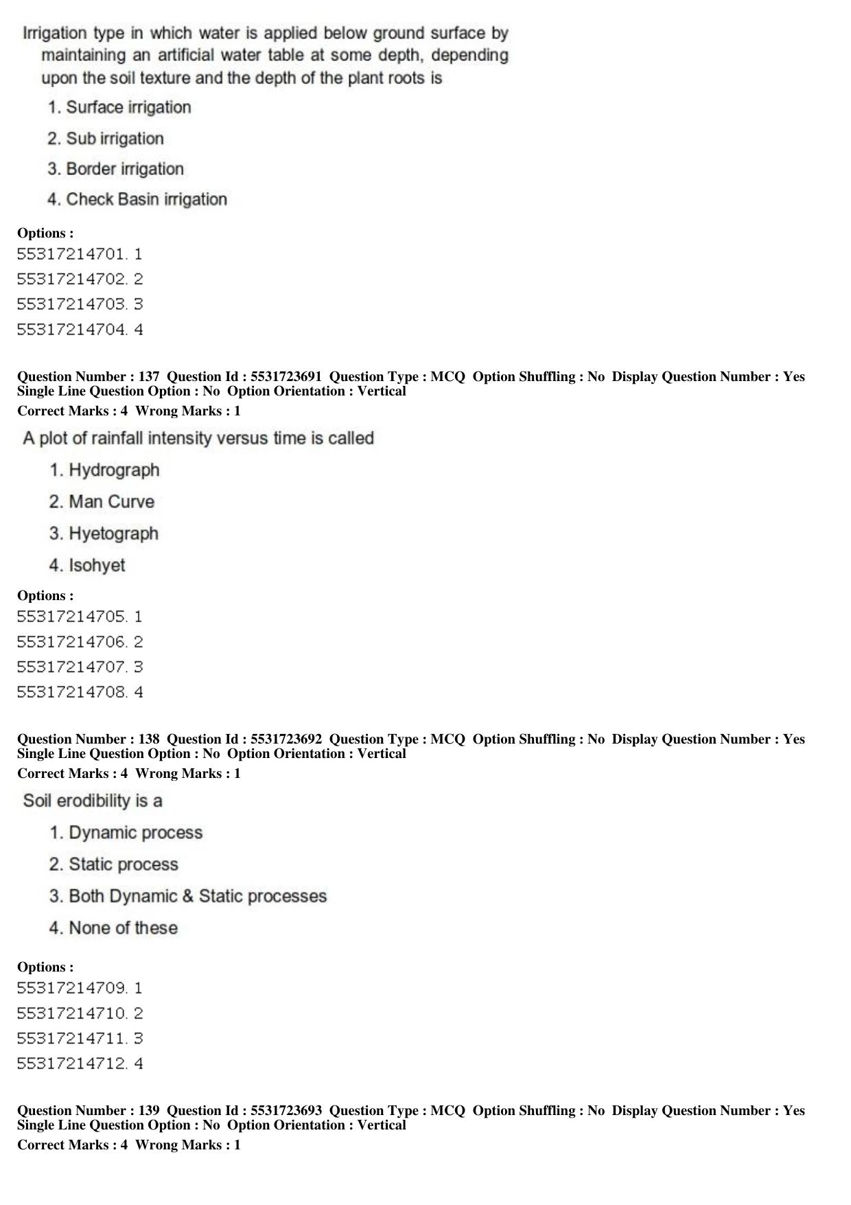 ICAR AIEEA PG 2019 WATER SCIENCE AND TECHNOLOGY Question Paper - Page 48