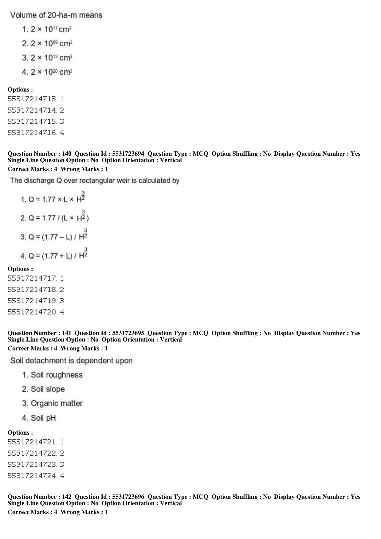 ICAR AIEEA PG 2019 WATER SCIENCE AND TECHNOLOGY Question Paper - Page 49