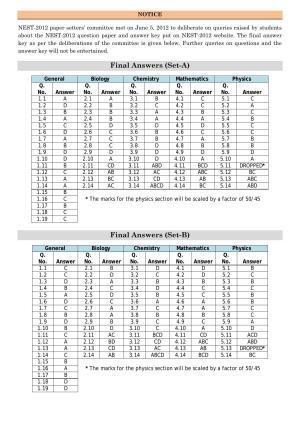 NEST 2012 Answer Key