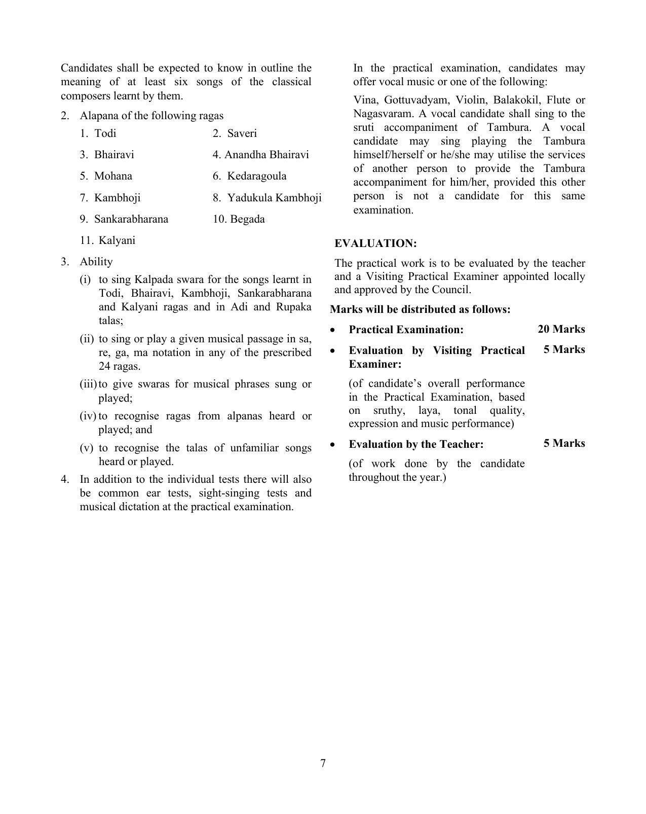 ISC Class 12 Music Syllabus - Page 7