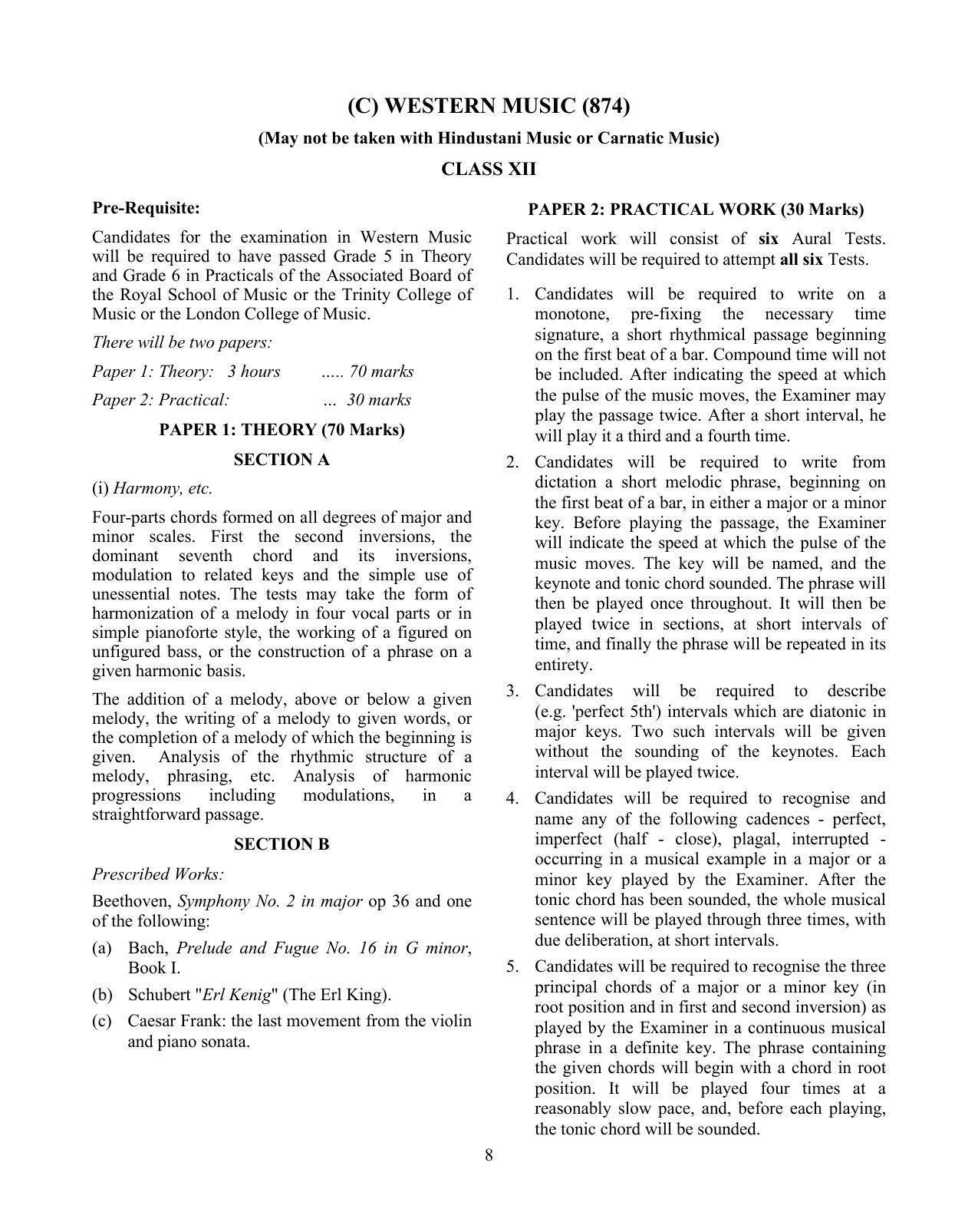 ISC Class 12 Music Syllabus - Page 8