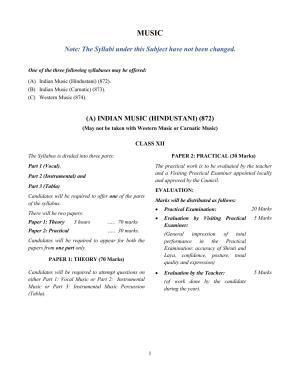ISC Class 12 Music Syllabus