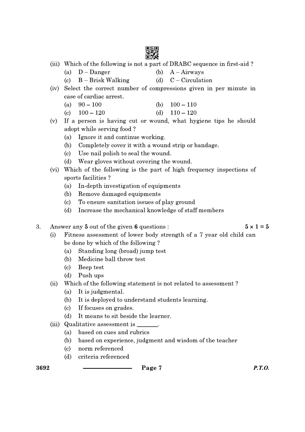 CBSE Class 12 Physical Activity Trainer 2024 Question Paper - Page 7