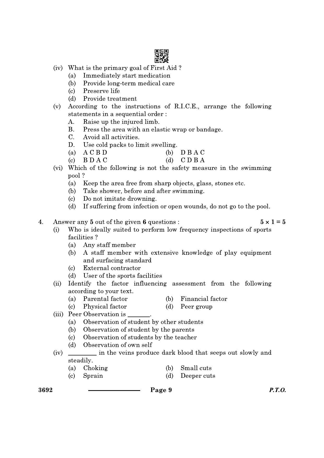 CBSE Class 12 Physical Activity Trainer 2024 Question Paper - Page 9