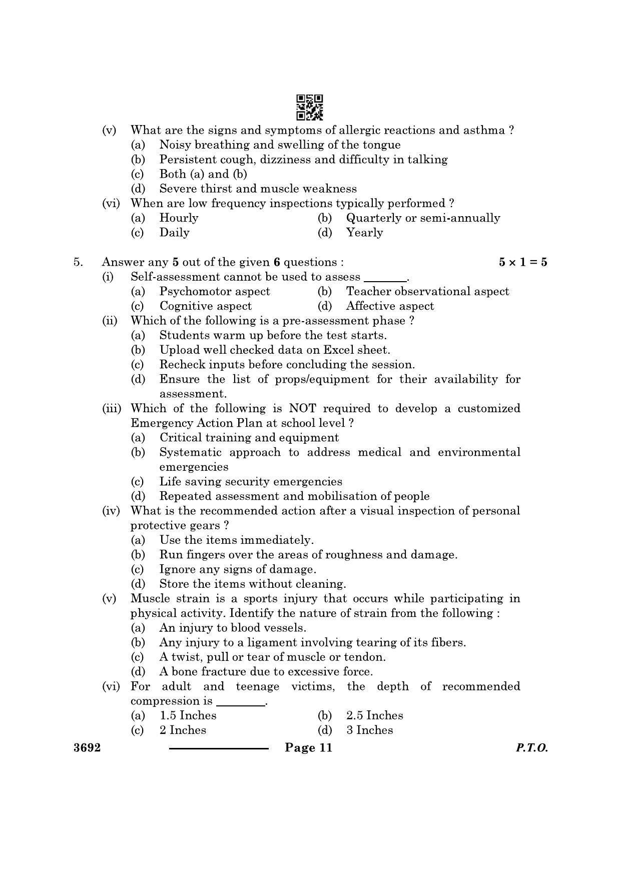 CBSE Class 12 Physical Activity Trainer 2024 Question Paper - Page 11