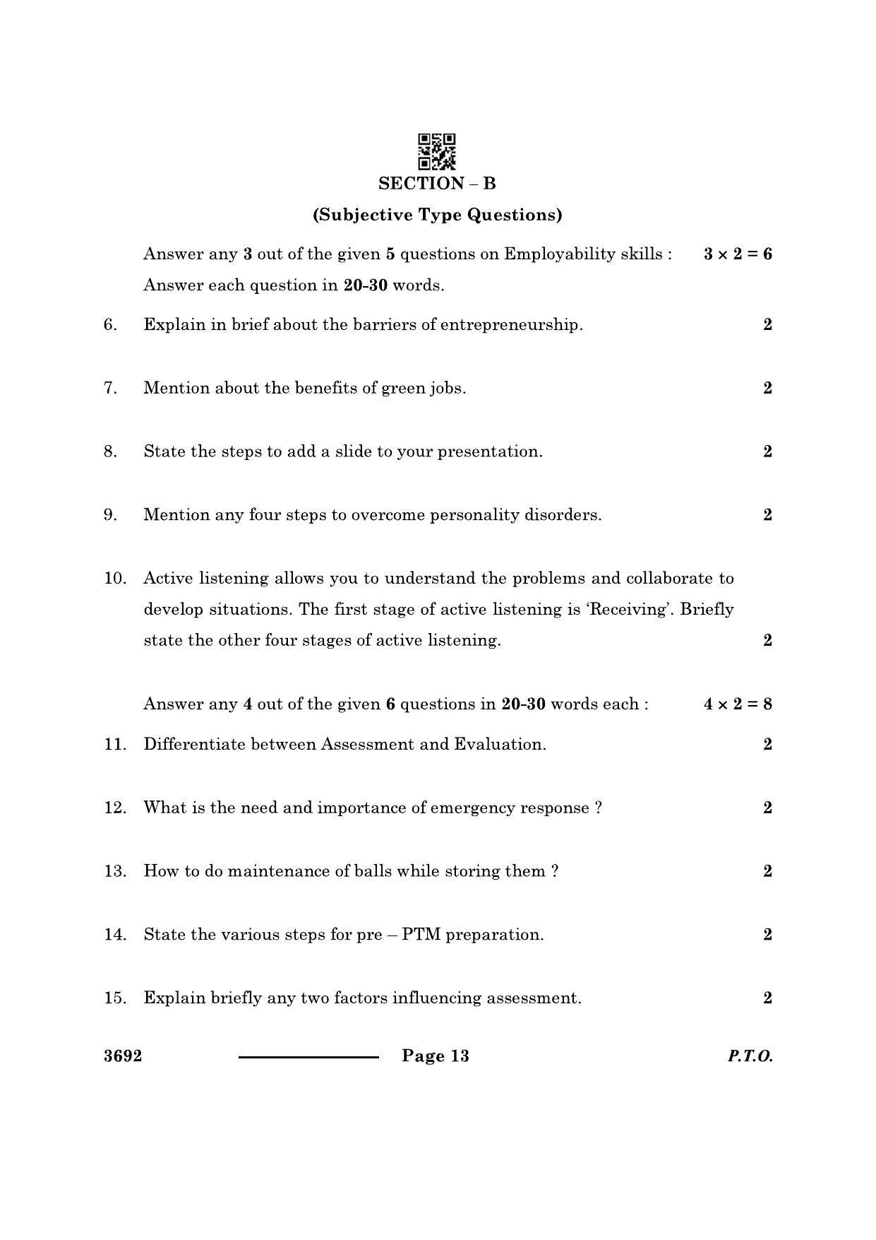 CBSE Class 12 Physical Activity Trainer 2024 Question Paper - Page 13