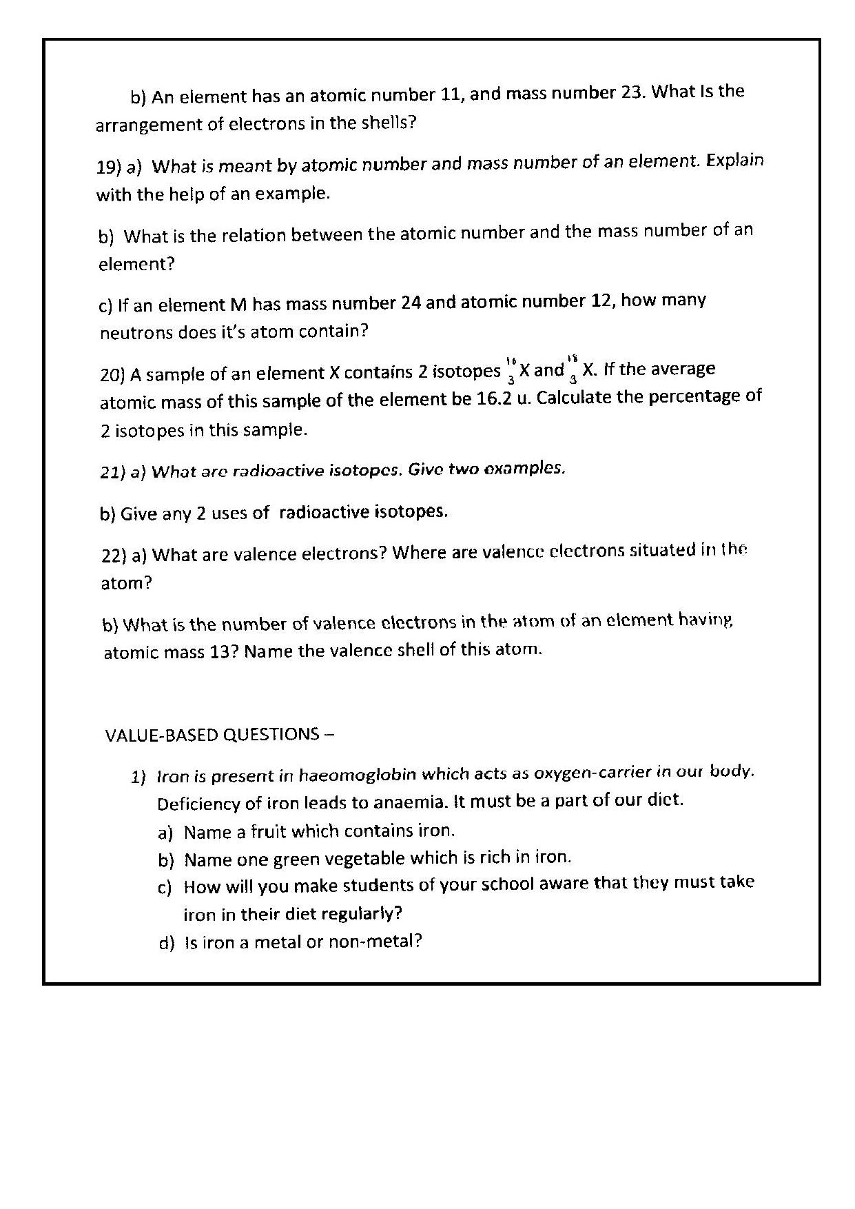 CBSE Worksheets for Class 9 Chemistry Structure of Atom Assignment 1 - Page 2