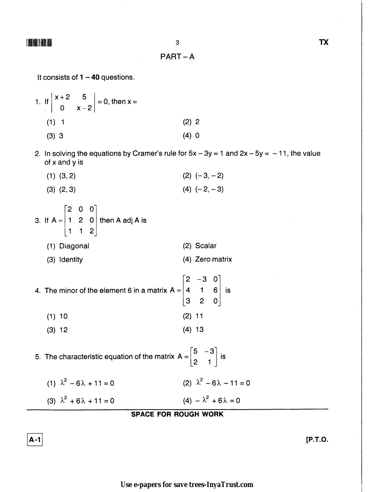 Karnataka Diploma CET- 2013 Textile Technology Question Paper - Page 3